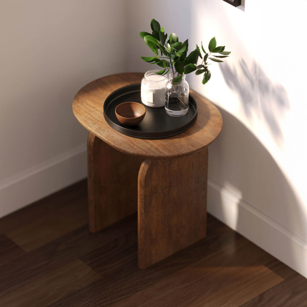 Kenzo Acacia Side Table, Pecan