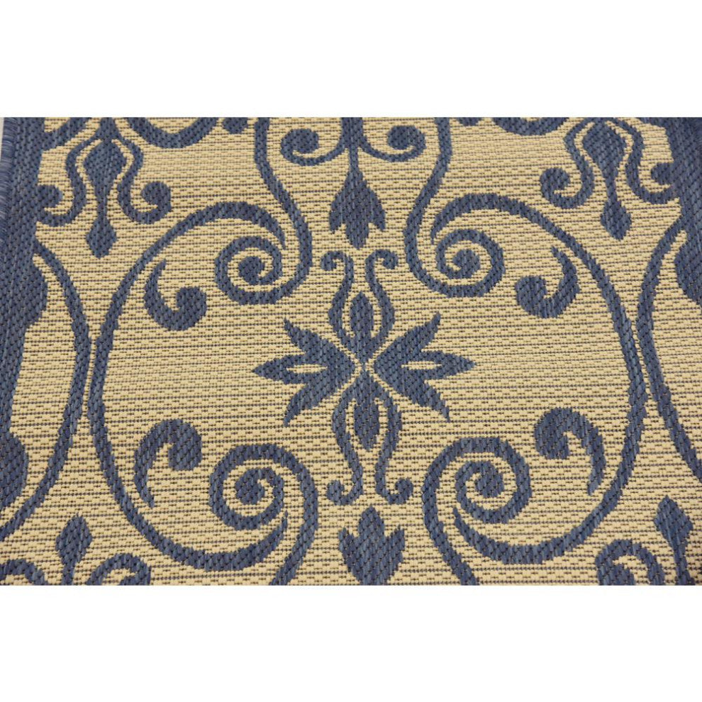 Rug Unique Loom Outdoor Botanical Blue Runner 2' 2 x 6' 0