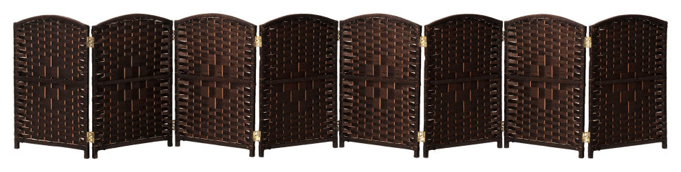 2 ft. Short Diamond Weave Fiber Room Divider Dark Mocha 8 Panel