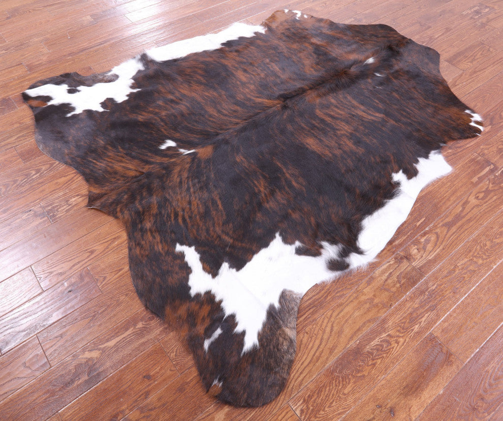 6' 7" X 6' 4" Brindle Natural Cowhide Rug C2365
