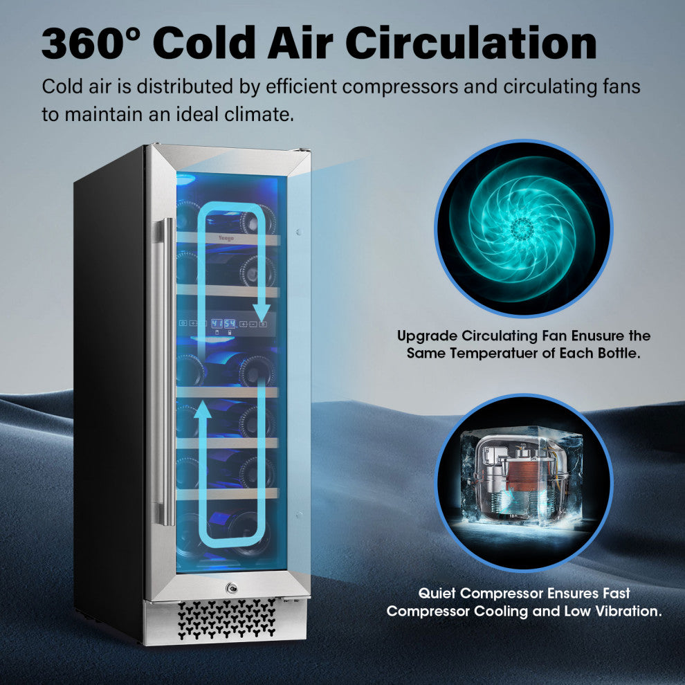Yeego 12 in. Built-In Wine Refrigerator With Lock - Wine Fridge