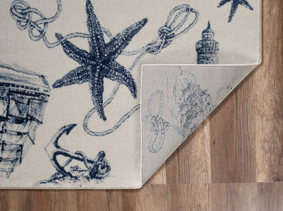 Stella Ivory/Navy Coastal Area Rug, 3'3 X 4'11