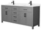 72"DBL Vanity Dark Gray, Carrara Cult. Marble Countertop, Sinks, Black Trim