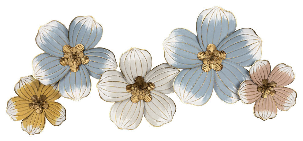 Pastel and Gold Floral Metal Wall Decor