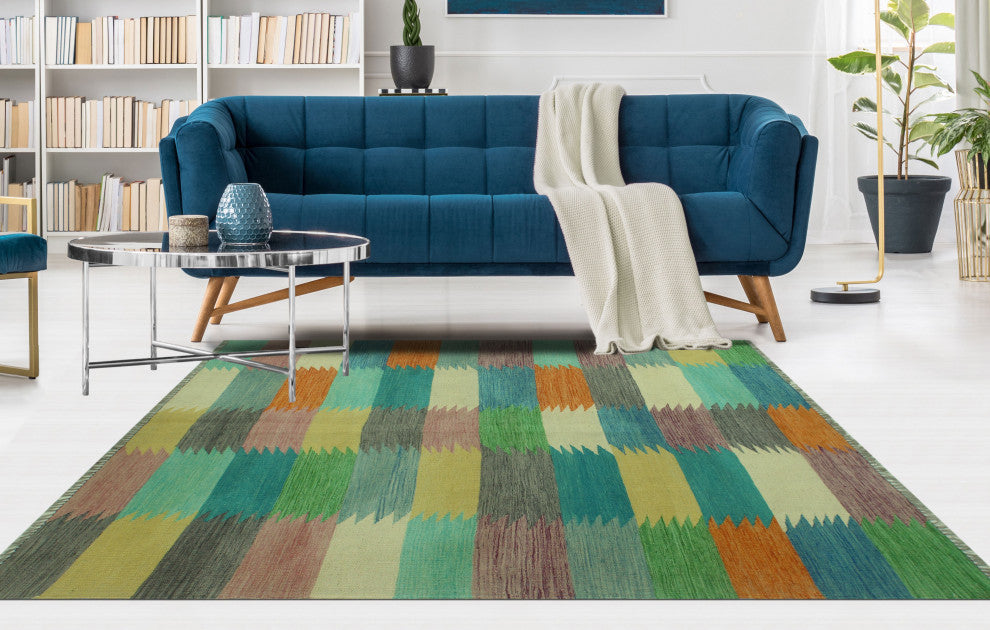 Winchester Kilim Inez Turquoise/Purple Rug, 4'10x6'5