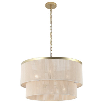 GetLedel 23.8" 6-Light Dimmable Handwoven Drum Chandelier, Gold
