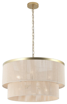 GetLedel 23.8" 6-Light Dimmable Handwoven Drum Chandelier, Gold