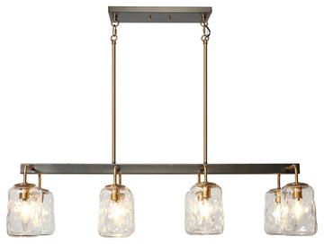 LNC Modern 8-Lights Black Gold Kitchen Island Light Linear Chandelier