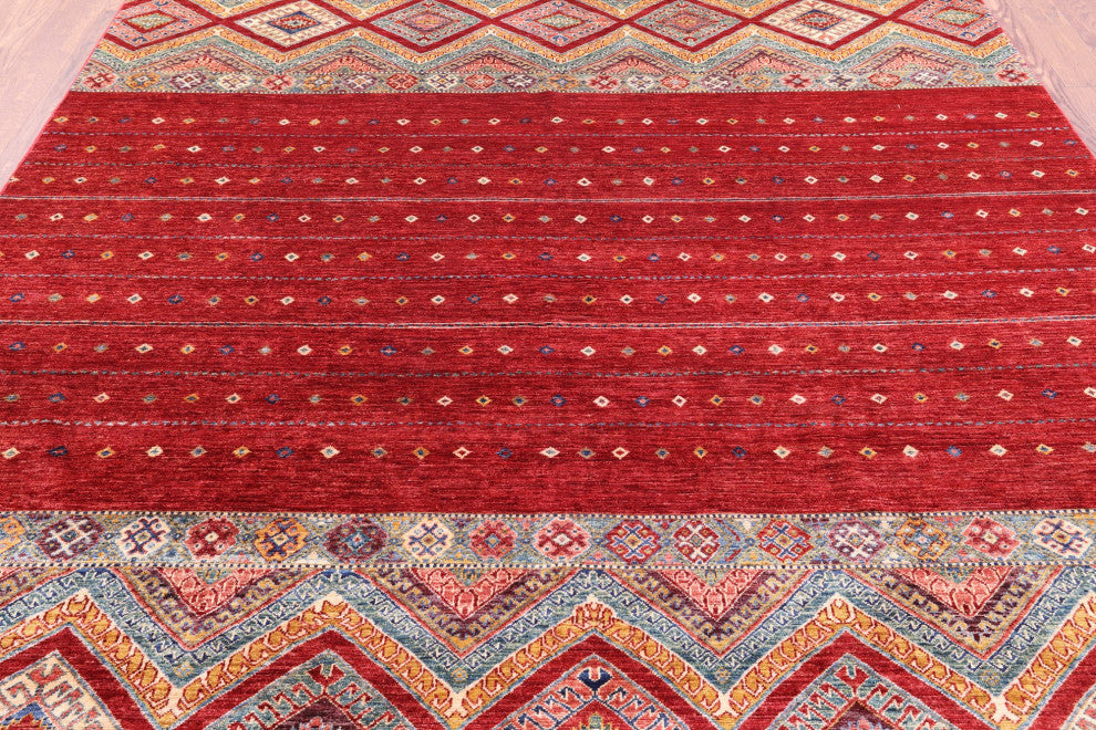 8' 0" X 9' 9" Hand-Knotted Khorjin Super Kazak Wool Rug Q10744