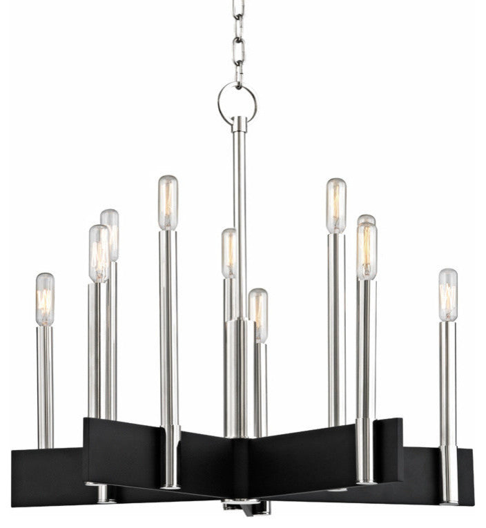 Abrams, 10 Light, Chandelier, Polished Nickel Finish