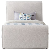 Stylus Black Boucle Fabric Full Bed, Cream, Twin