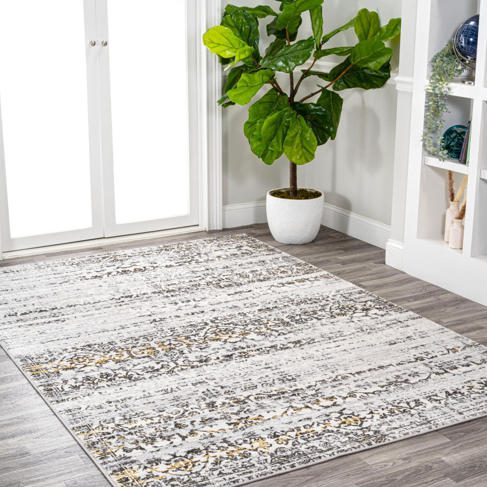 Tidal Modern Strie' Ivory/Black 3 ft. x 5 ft. Area Rug