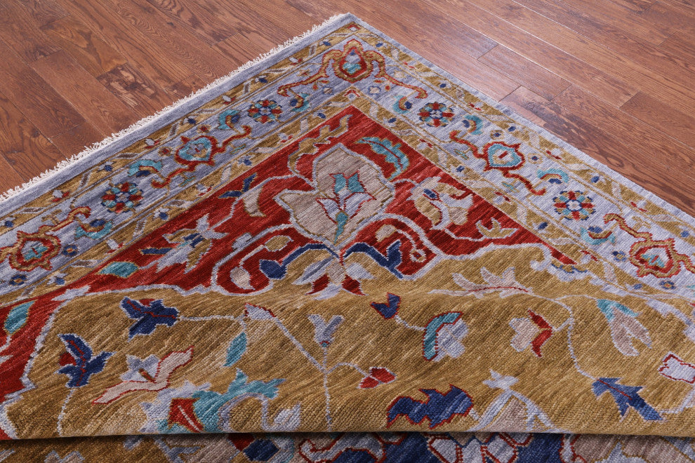 Persian Heriz Serapi Hand Knotted Wool Rug 9' 1" X 11' 11" - Q13052