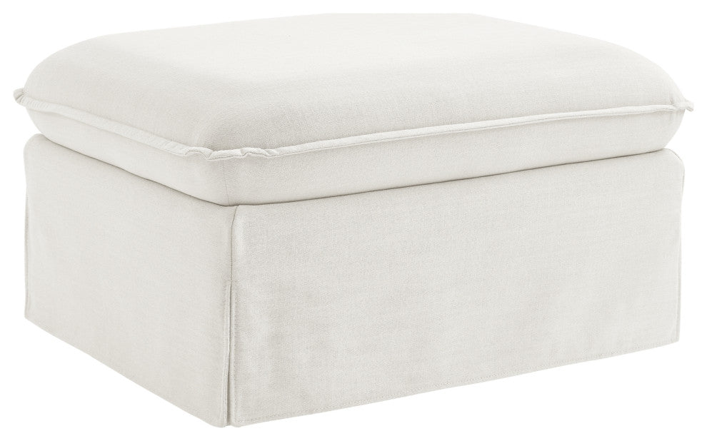 Rustic Manor Arleth Ottoman, Upholstered, Linen, Pure White