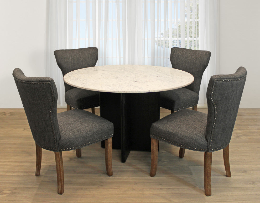 Lavaca 5-Piece Dining Set, 48" Round Dining Table and 2 Sets of Gray Chairs