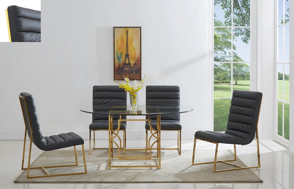 Alexis 60" Round Dining Table, Gold