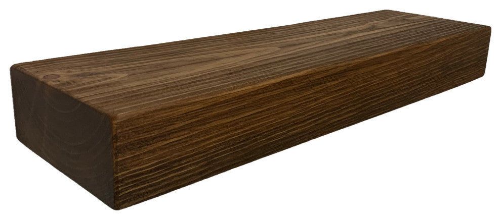 Rustic Floating Mountable Wood Shelf 3" Thick x 7" Deep, Pine, Medium Brown, 24"