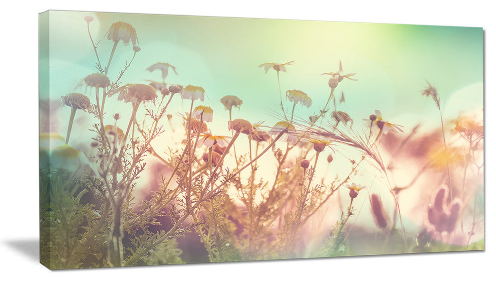 Summer Wild Flowers and Grass, Large Flower Canvas Wall Art, 32"x16"