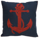 Rusty Anchor Nautical Coastal Throw Pillow, Insert Included, 18"x18"