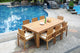 9-Piece Outdoor Teak Dining Set: 86" Rectangle Table, 8 Clip Stacking Arm Chairs