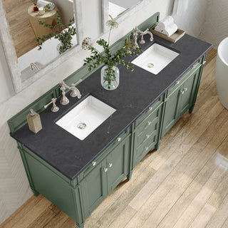 Brittany 72" Double Vanity, Smokey Celadon,  Charcoal Soapstone Top