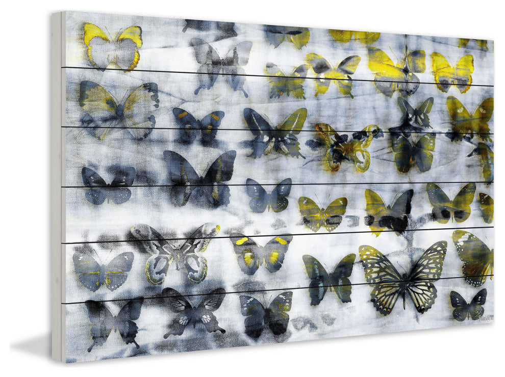 "Yellow Wings" UV Ink Print on White Wood60"x40", 60"x40"
