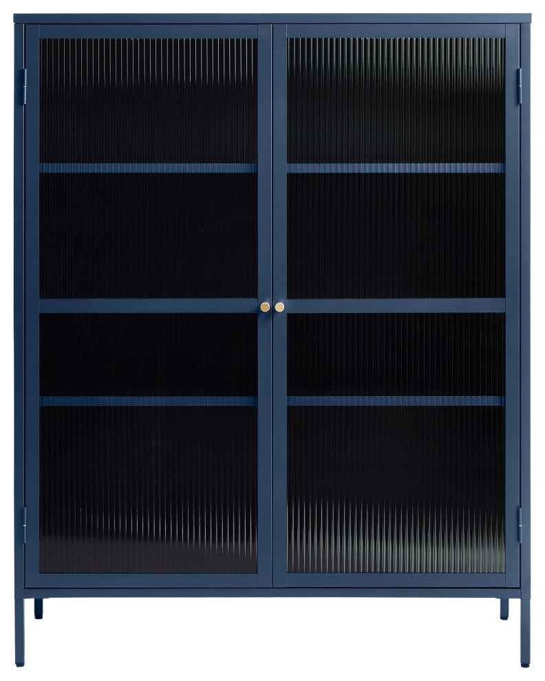 Metal & Glass 55" Display Cabinet, Blue