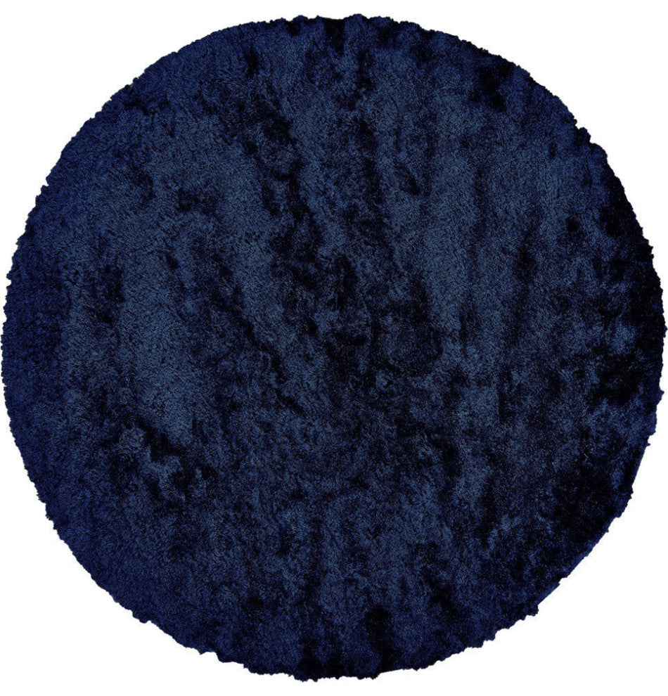 Weave & Wander Armada Plush Shag Rug, Dark Blue, 8'x8' Round