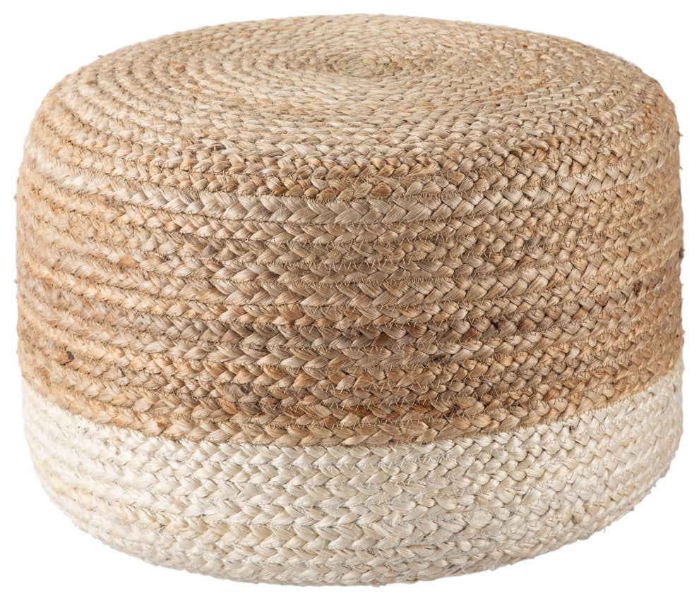 Jaipur Living Oliana Ombre Cylinder Pouf, White