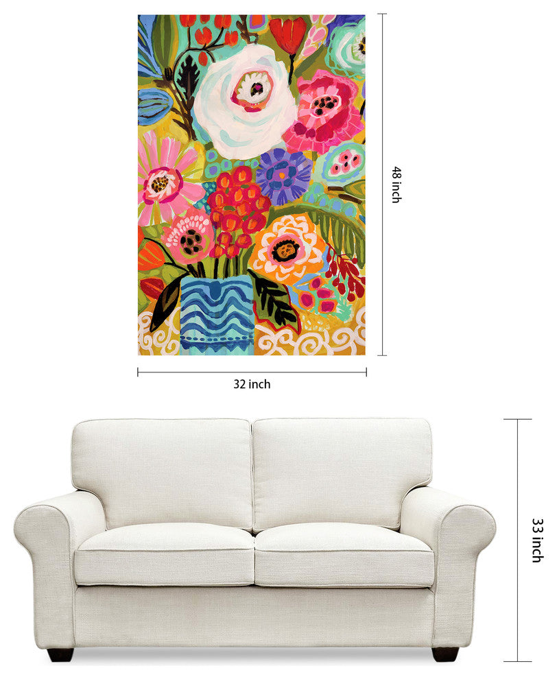 "Fresh Flowers in Vase" Glass Wall Art Free Floating Tempered Glass Print
