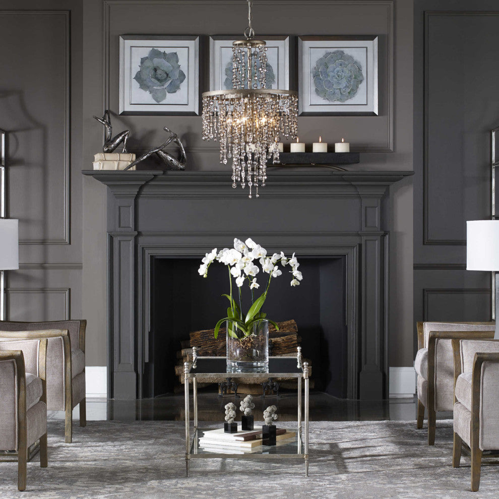 Antique-Style Crystal Tiered 6-Light Chandelier, Dazzling Beaded Chandelier