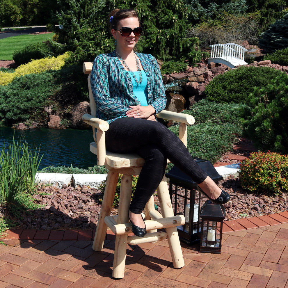 Sunnydaze Rustic Bar Stool - Log Style Unfinished Wood - Multiple Options, 1 Barstool
