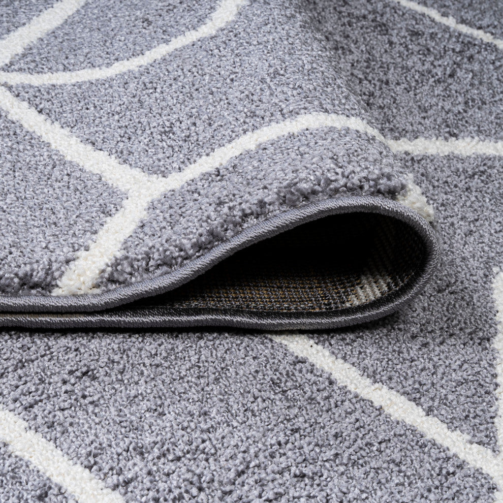 Tumbling Blocks Modern Geometric Gray/White 3'x5' Area Rug