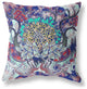 20" Blue Cyan Flower Bloom Suede Throw Pillow