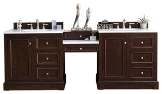 De Soto 94" Double Vanity Set Mahogany w/ 3 CM Arctic Fall Solid Surface Top