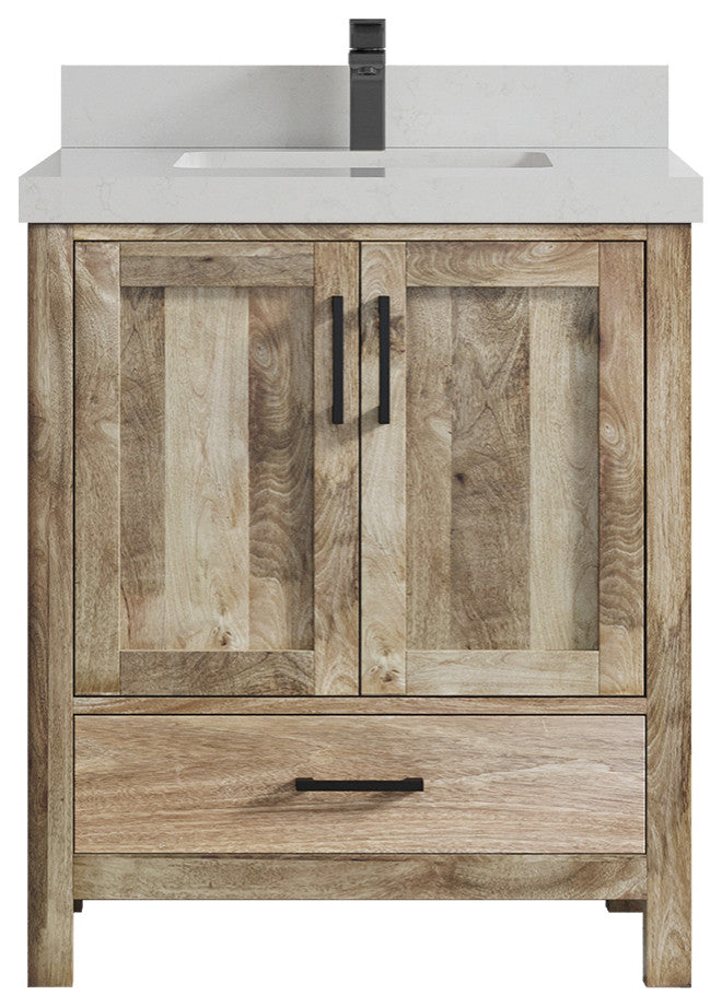 Malibu Mango 30 Single Sink Bath Vanity in Natural 2" Carrara Quartz
