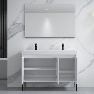 Flutie 48" Bathroom Vanity Set, White, Double Resin White Sink