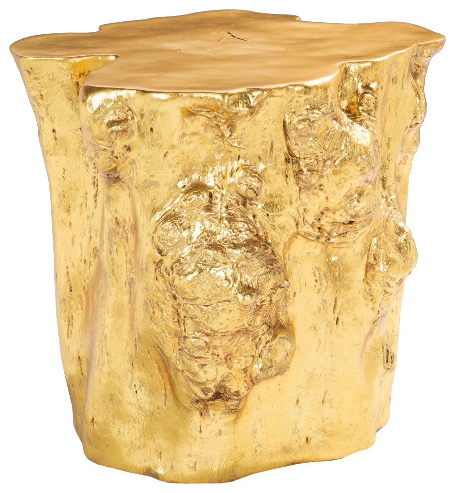 Log Side Table, Gold Leaf