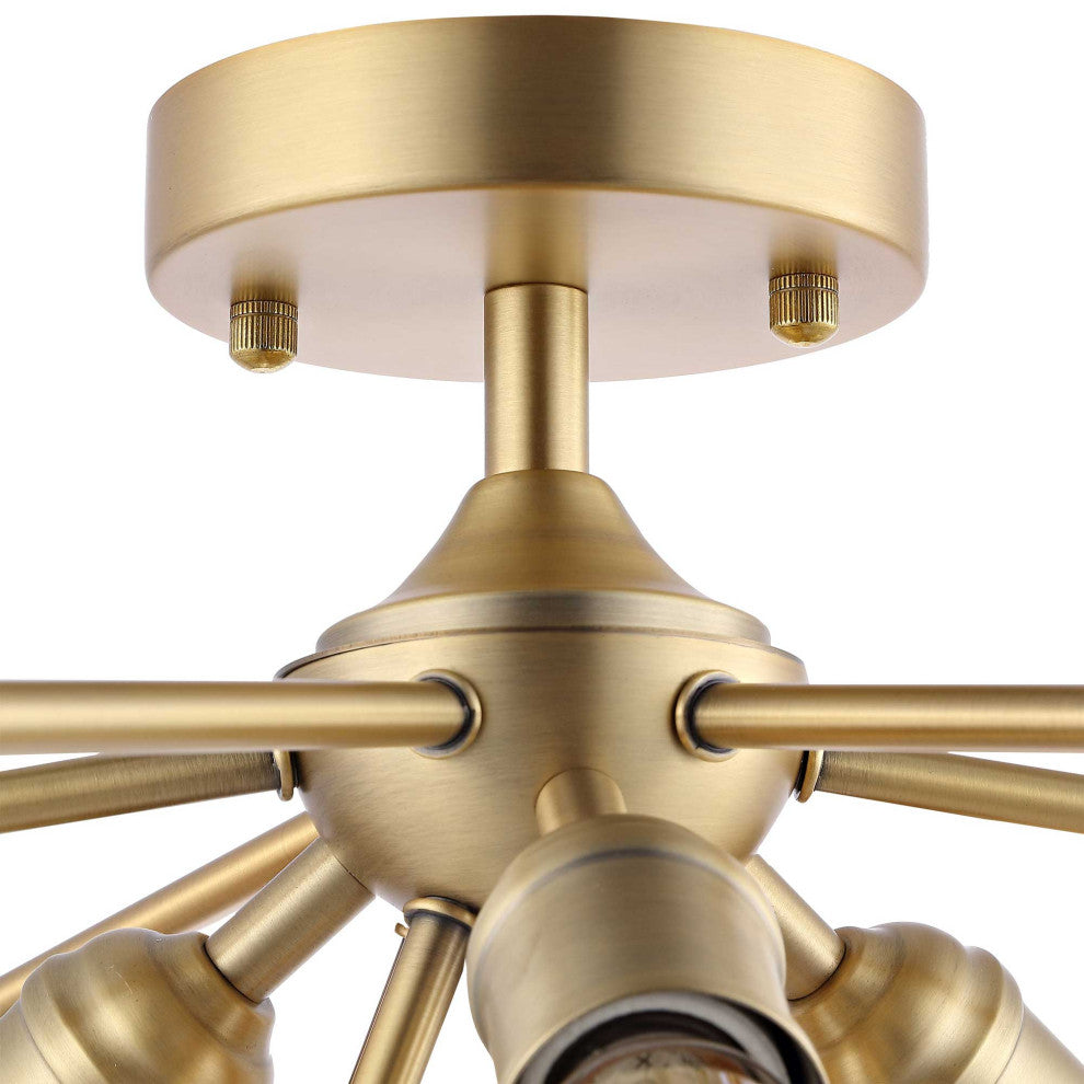 3-Light Sputnik Semi-Flush Mount Ceiling Light, Gold