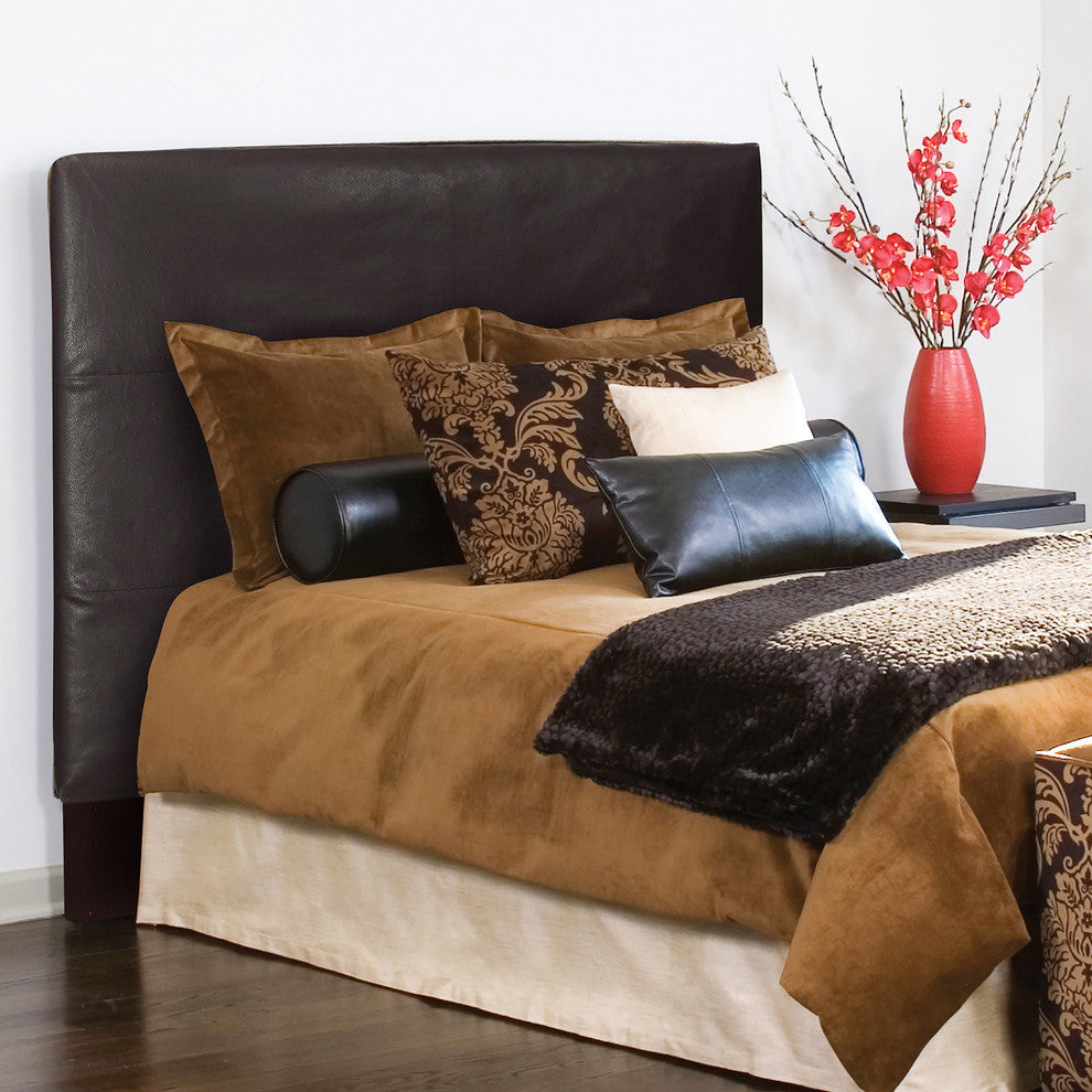 Black Faux Leather Slipcovered Headboard, Queen