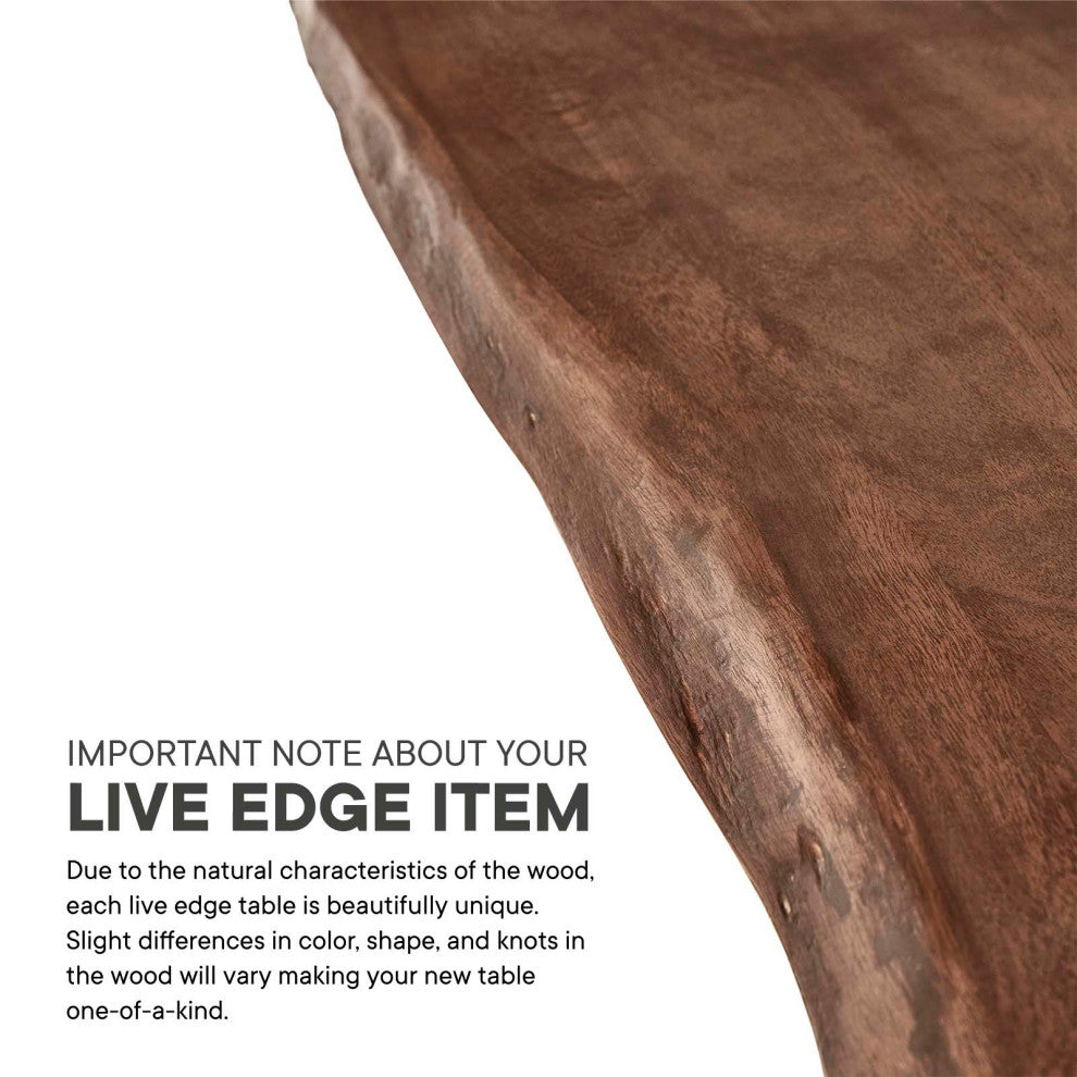 Viggo 74" Live Edge Acacia Wood Dining Table, Black Walnut