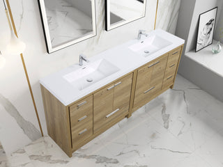ALMA-ALLIER 84"  VANITY WITH SINK, Natural-Oak
