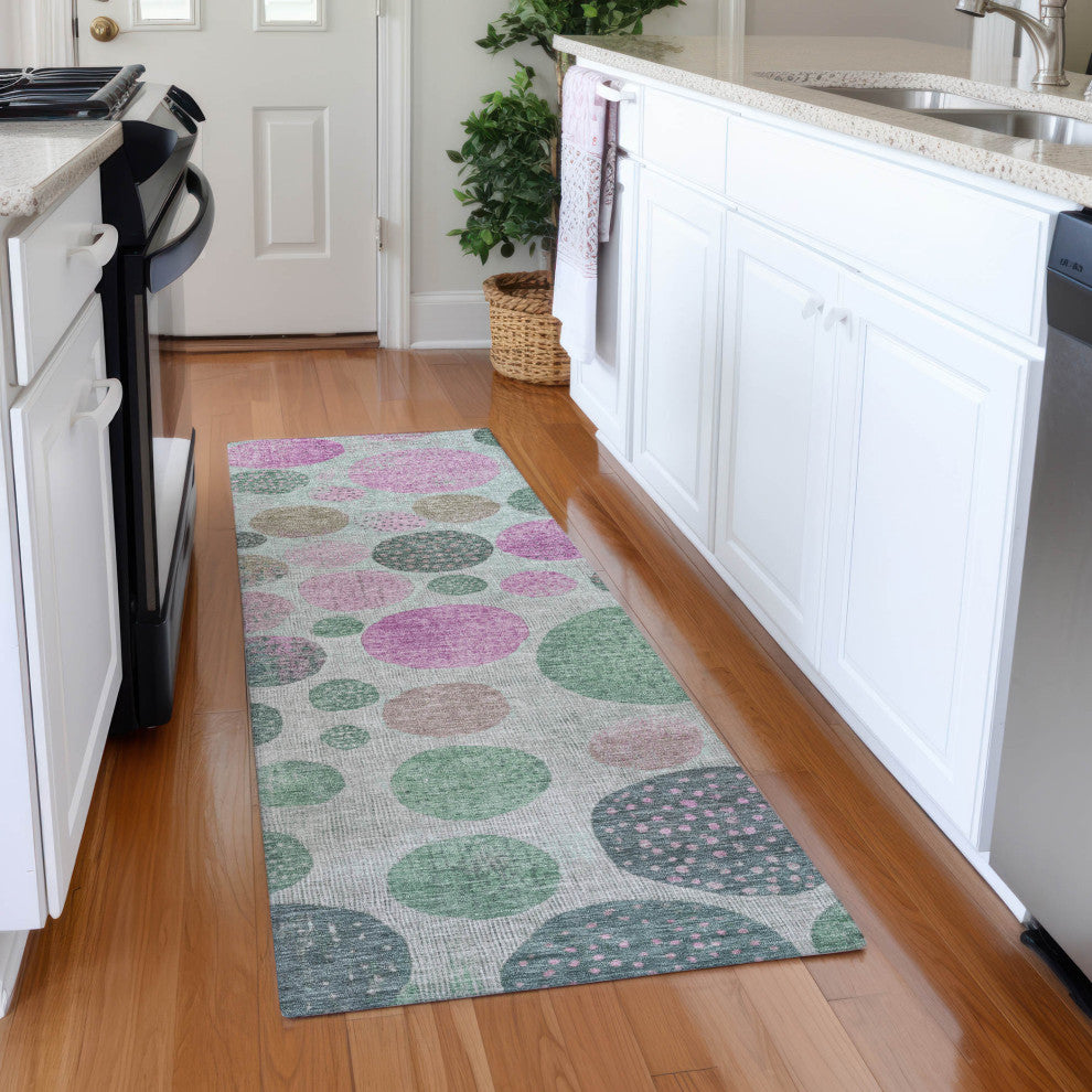 Machine Washable Indoor/Outdoor Chantille ACN1899 Sage 2'3" x 7'6" Runner Rug