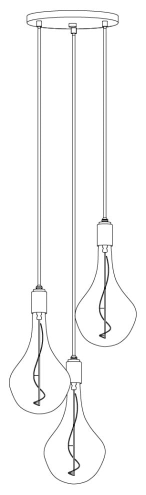 Small Canopy Black, Graphite Grip With 3 Graphite Pendants & 3 Voronoi II