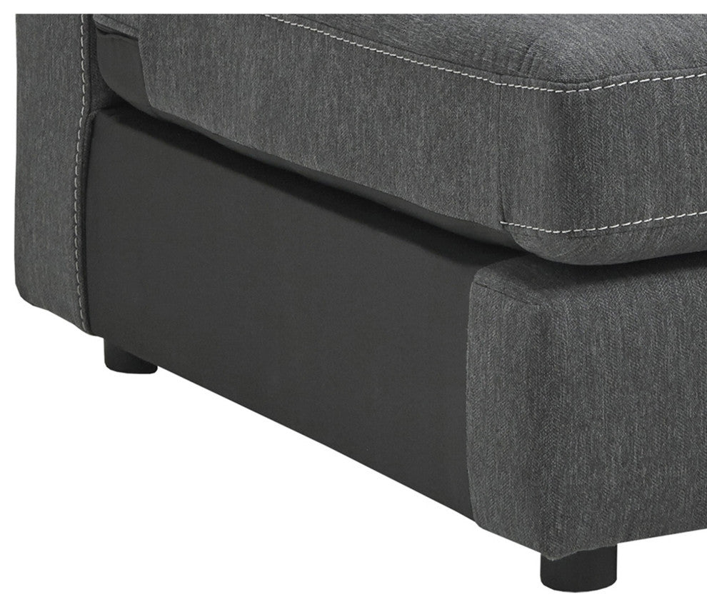 Benzara BM241975 Armless Chair With Fabric Padded Seat and Block Legs, Gray