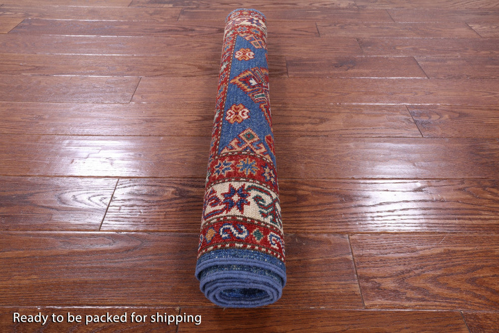 2' 10" X 4' 2" Super Kazak Handmade Geometric Rug Q10281