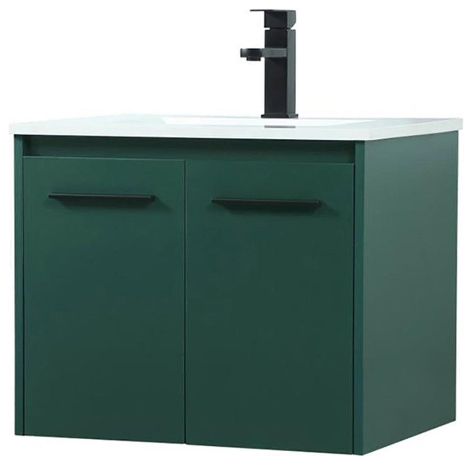 Elegant Decor Penn 24" Aluminum Alloy MDF Single Bathroom Vanity in Green
