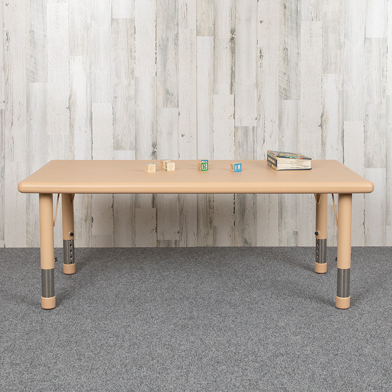 24"x48" Height Adjustable Rectangular Plastic Activity Table, Natural