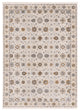 5' X 8' Ivory And Gold Oriental Power Loom Stain Resistant Area Rug With Fringe