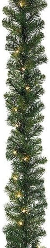 Pre-lit Windsor Green Pine Artificial Christmas Garland, Clear Lights, 10"